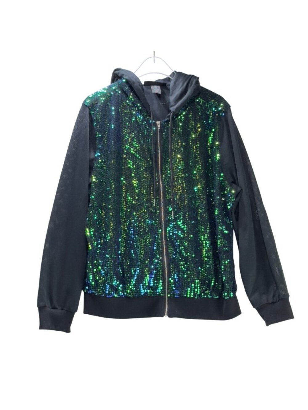 ASHLEY SPORT Womens Jogging Set Green Sequins Hoodie Bomber Jacket Size 14/16 - Picture 13 of 16